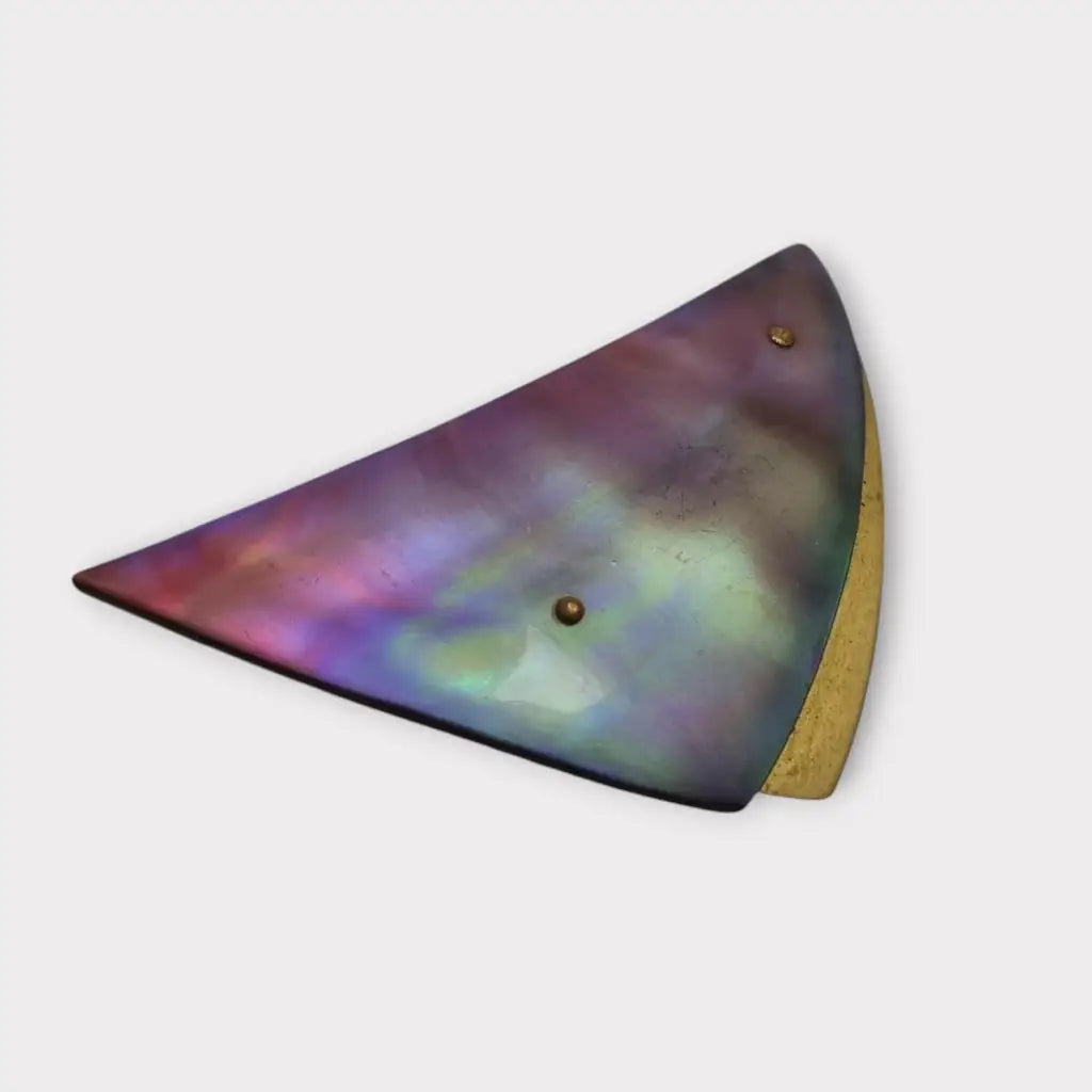 Broche triangular vintage GES. GESCH abulón iridiscente Alemania regalos