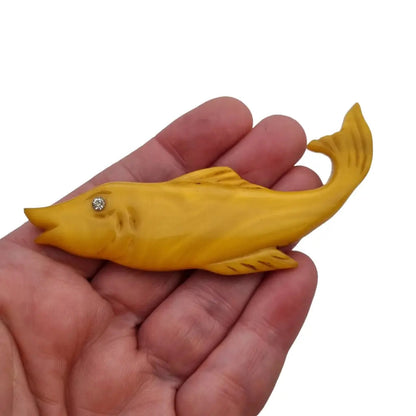Broche vintage amarillo pez para la solapa o sombrero regalos mujer.