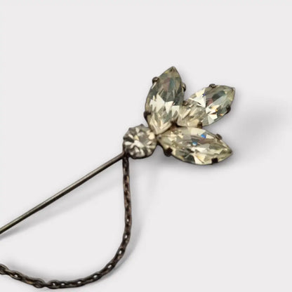 Broche vintage con cadena diamantes de imitación blancos accesorios novia