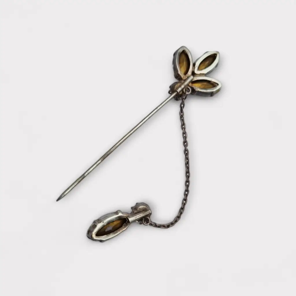 Broche vintage con cadena diamantes de imitación blancos accesorios novia