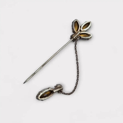 Broche vintage con cadena diamantes de imitación blancos accesorios novia