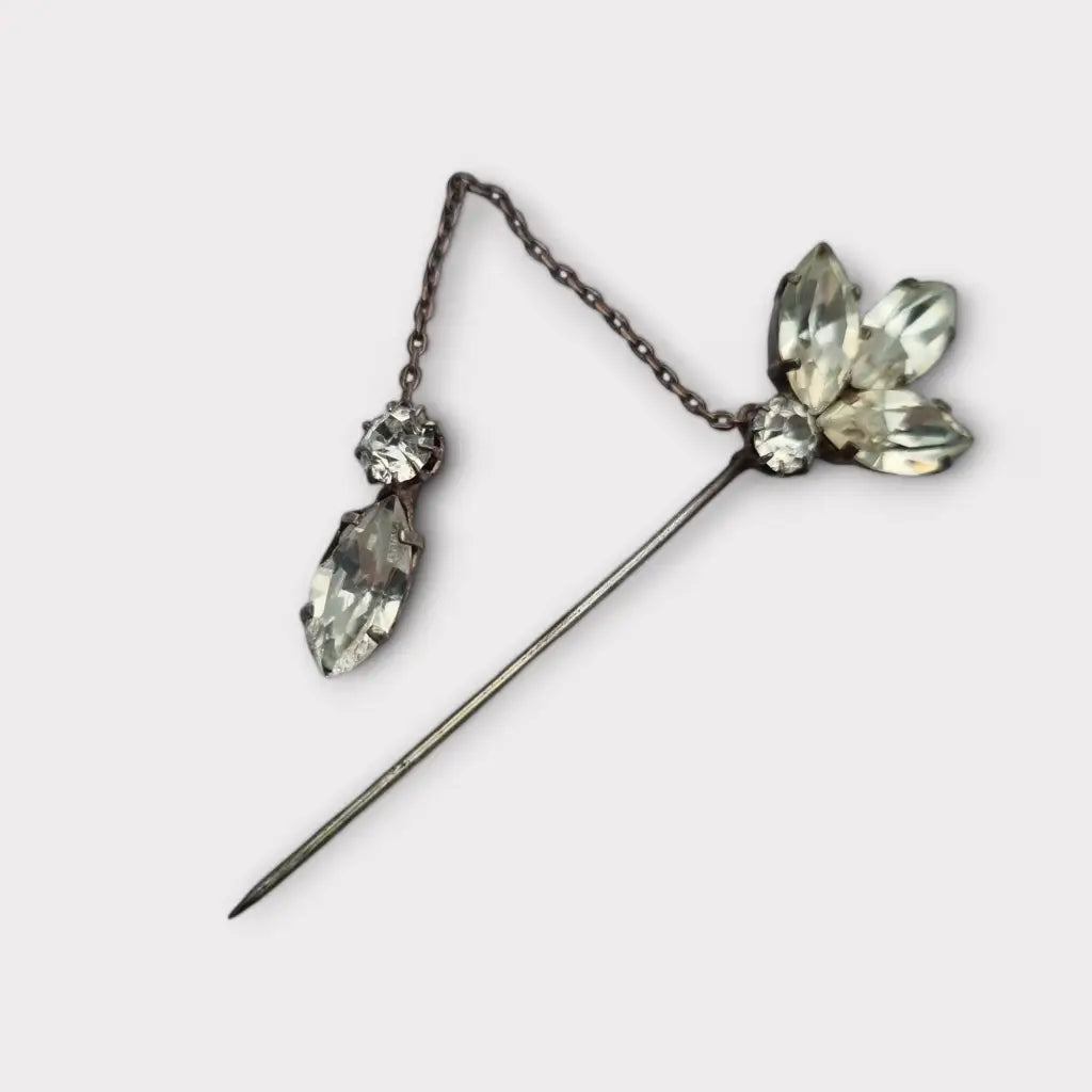 Broche vintage con cadena diamantes de imitación blancos accesorios novia