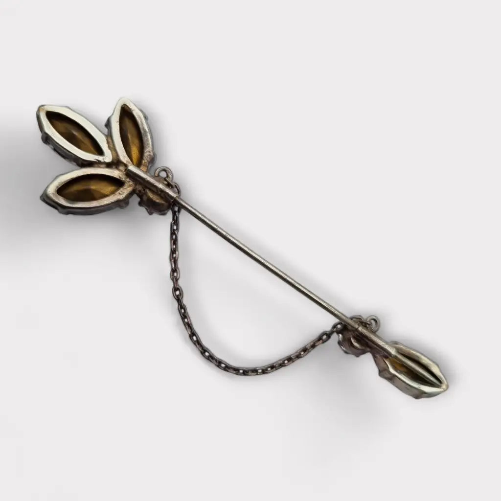 Broche vintage con cadena diamantes de imitación blancos accesorios novia