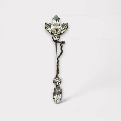 Broche vintage con cadena diamantes de imitación blancos accesorios novia