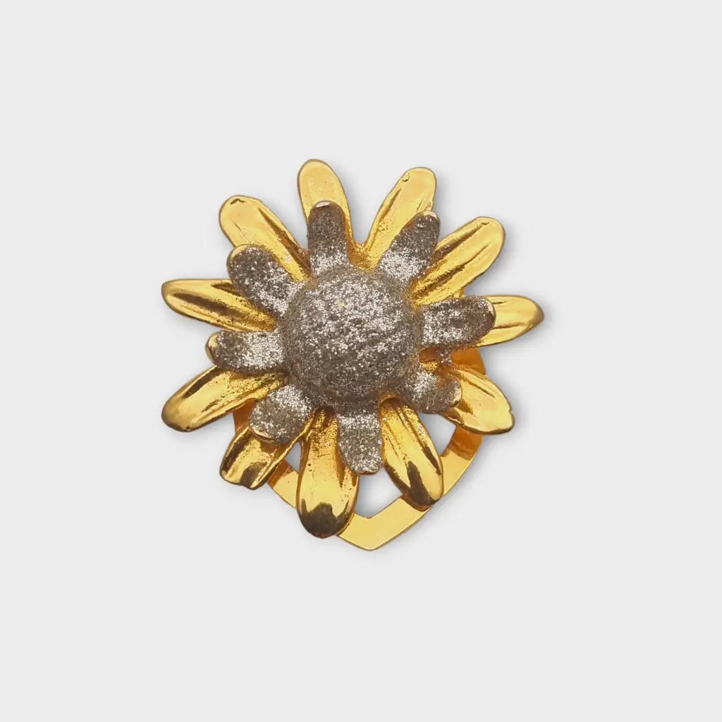 Broche vintage con flor de oro y plata regalo para mujeres retro. Joyería