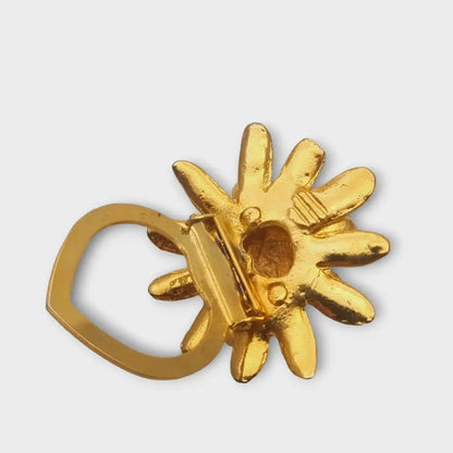 Broche vintage con flor de oro y plata regalo para mujeres retro. Joyería