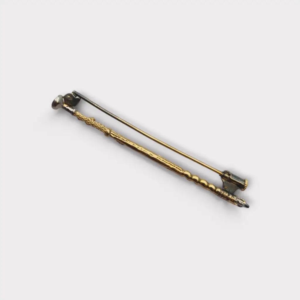 Broche vintage de fusta en plata dorada joyería ecuestre para mujer