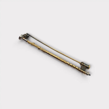 Broche vintage de fusta en plata dorada joyería ecuestre para mujer