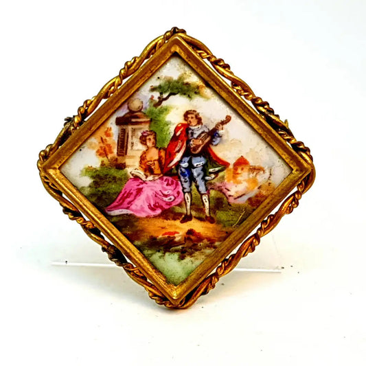 Broche vintage de Limoges francés porcelana Limoges.