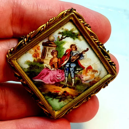 Broche vintage de Limoges francés porcelana Limoges.