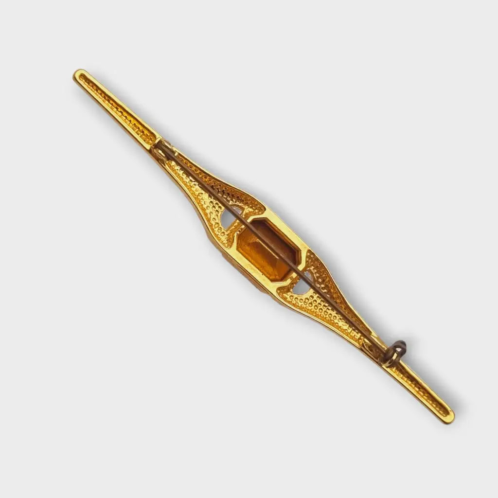Broche vintage para mujer broche dorado alargado con brillantes diamantes