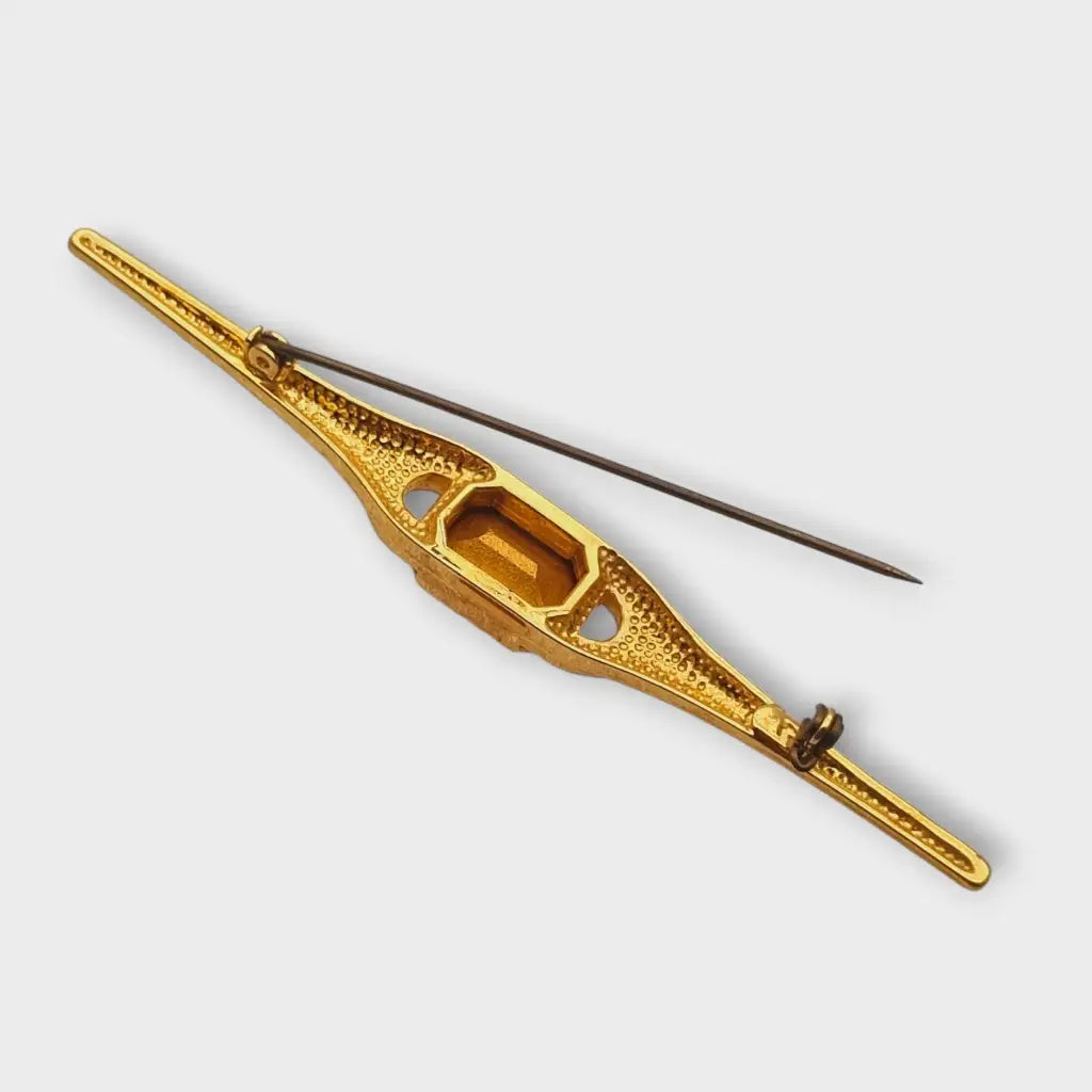 Broche vintage para mujer broche dorado alargado con brillantes diamantes