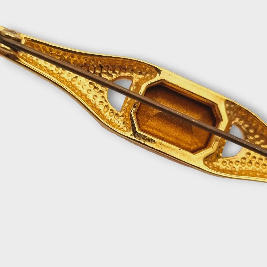 Broche vintage para mujer broche dorado alargado con brillantes diamantes