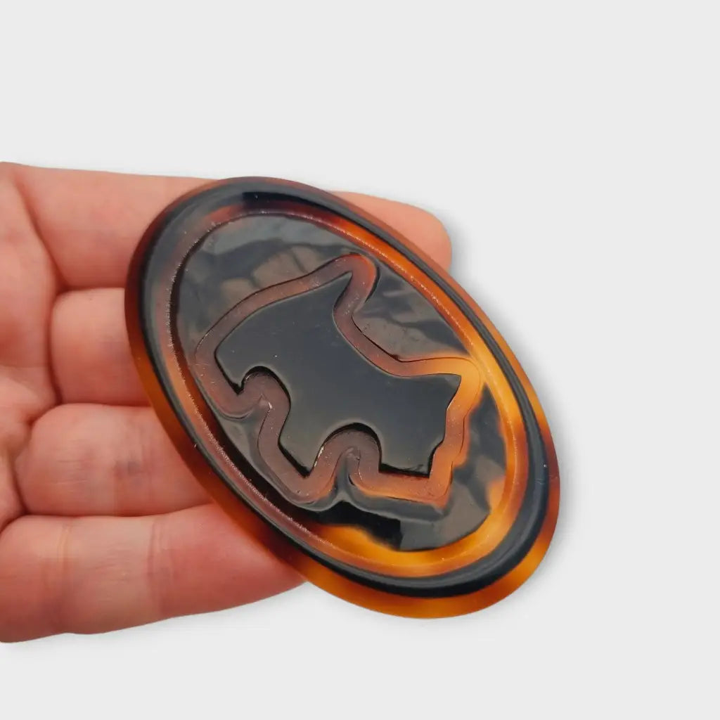 Broche vintage de perro británico ovalado en tonos marrones grandes original