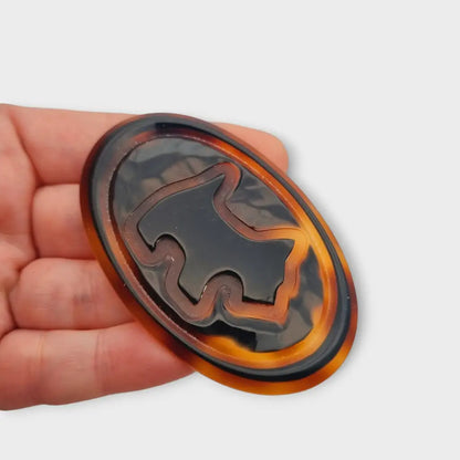 Broche vintage de perro británico ovalado en tonos marrones grandes original