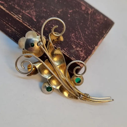 Broche vintage de plata broche flor diseño original. Años 80. Pin.