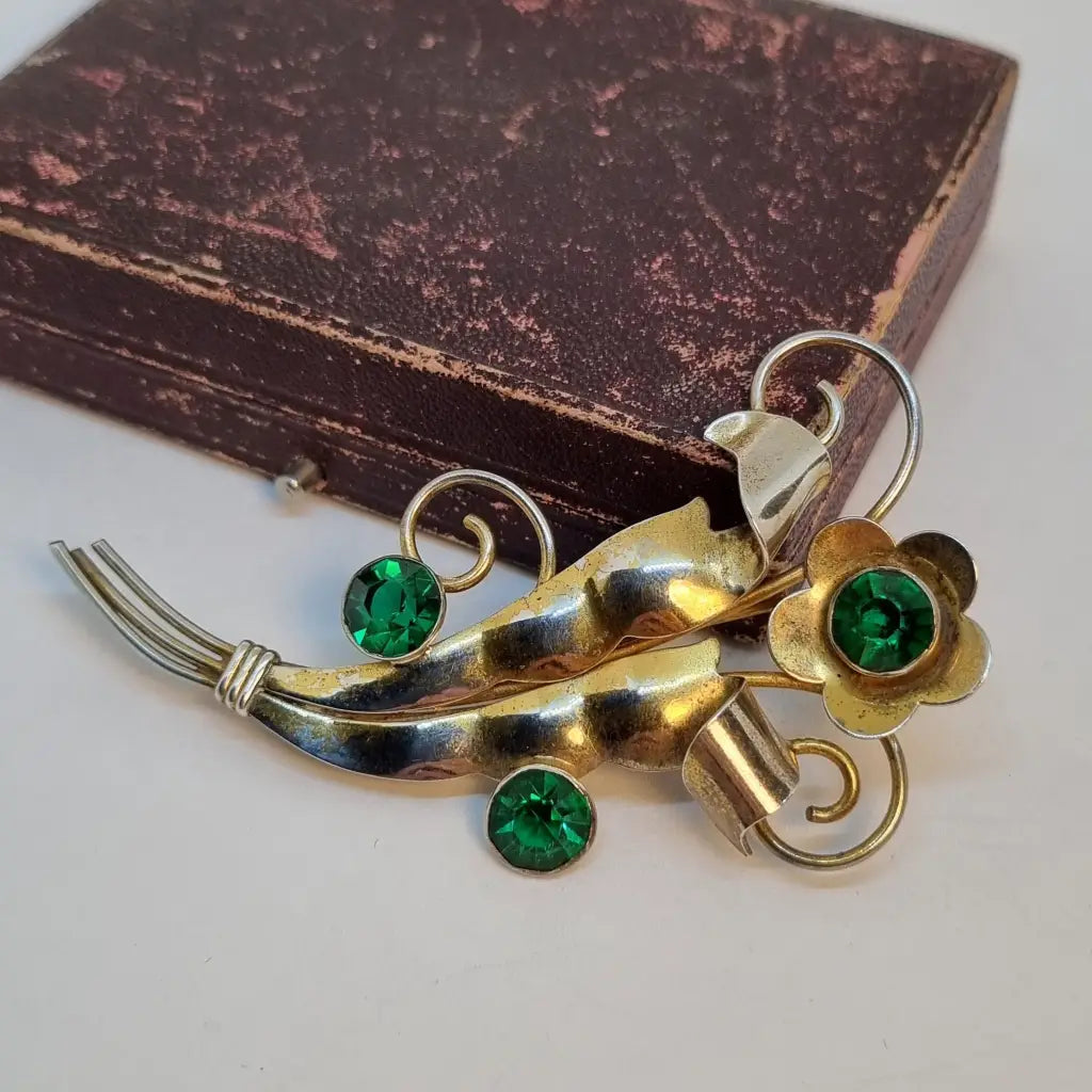 Broche vintage de plata broche flor diseño original. Años 80. Pin.