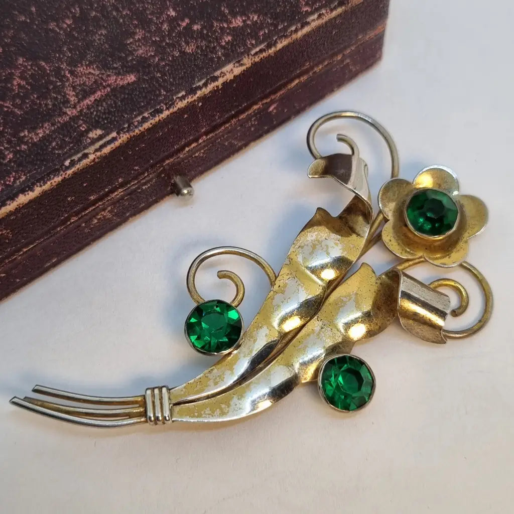 Broche vintage de plata broche flor diseño original. Años 80. Pin.