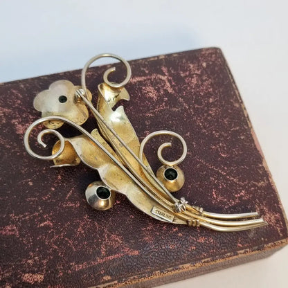 Broche vintage de plata broche flor diseño original. Años 80. Pin.