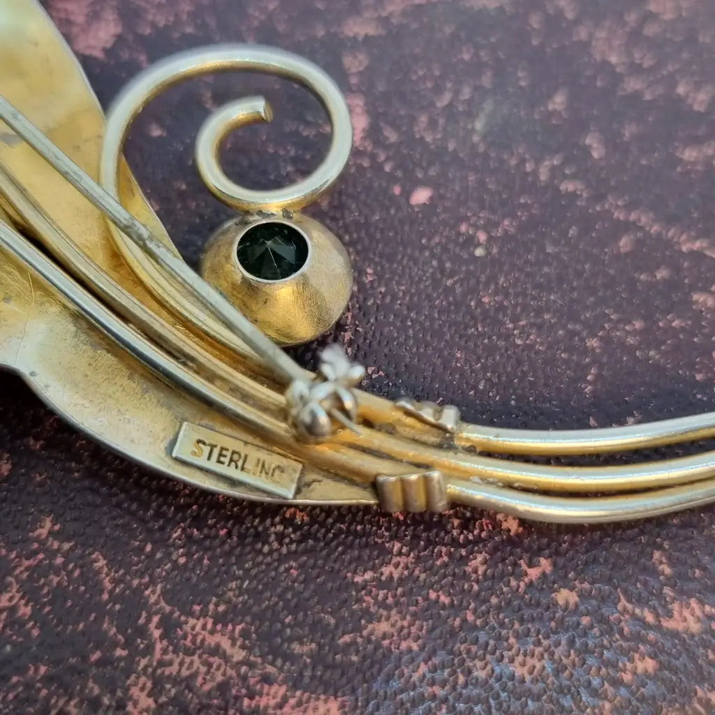 Broche vintage de plata broche flor diseño original. Años 80. Pin.