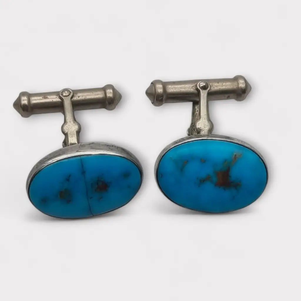 Gemelos Vintage de plata y turquesa regalos elegantes atemporales.