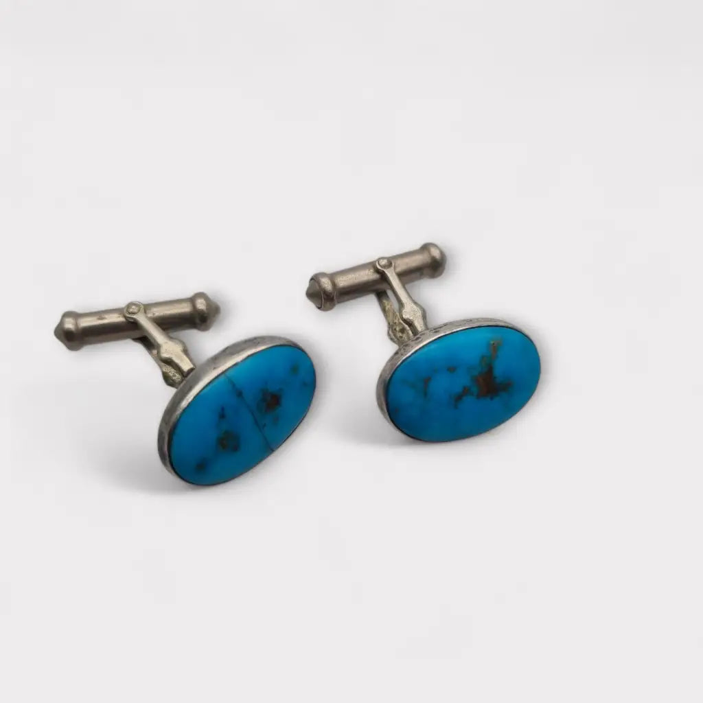 Gemelos Vintage de plata y turquesa regalos elegantes atemporales.