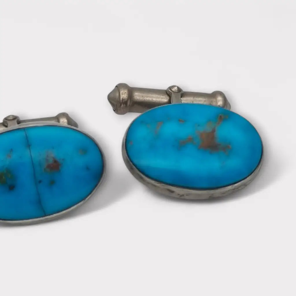Gemelos Vintage de plata y turquesa regalos elegantes atemporales.