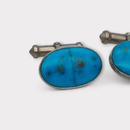 Gemelos Vintage de plata y turquesa regalos elegantes atemporales.