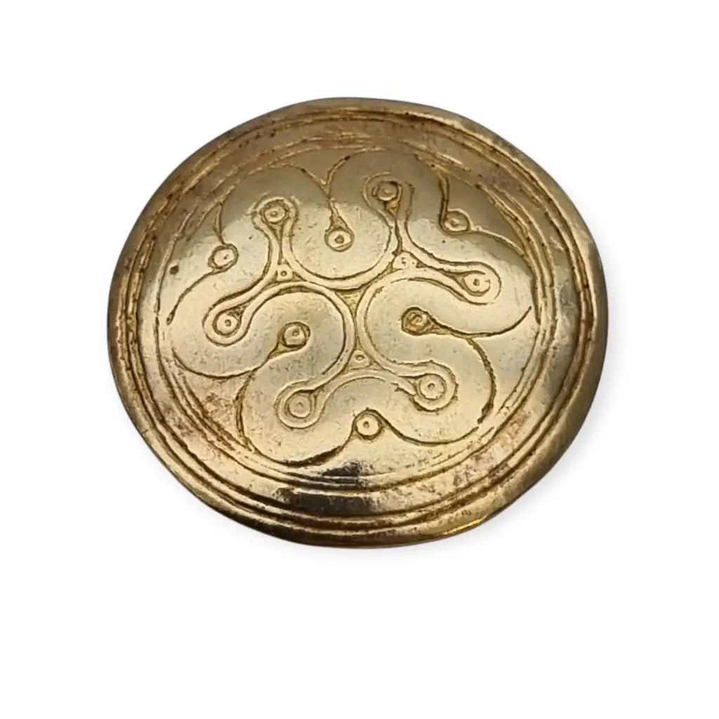 Broche Zolotas vintage plata 950 bañada en oro diseño griego clásico.