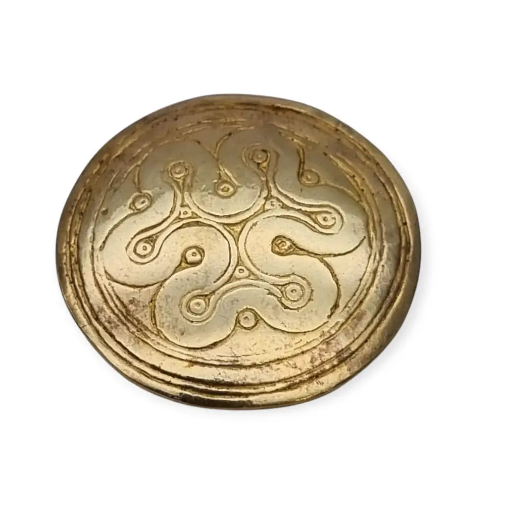 Broche Zolotas vintage plata 950 bañada en oro diseño griego clásico.