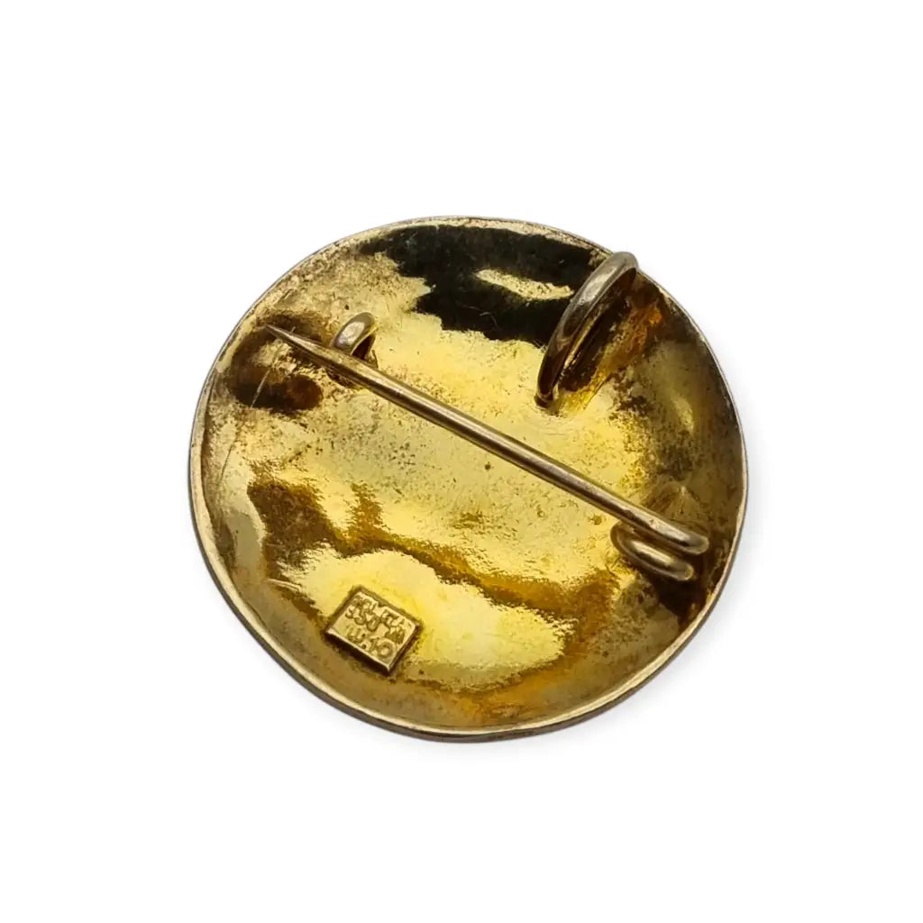 Broche Zolotas vintage plata 950 bañada en oro diseño griego clásico.