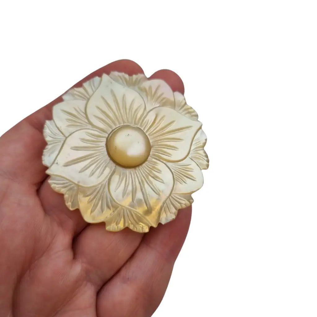 Antiguo broche de nácar tallado en forma flor regalos para mujer 1940.