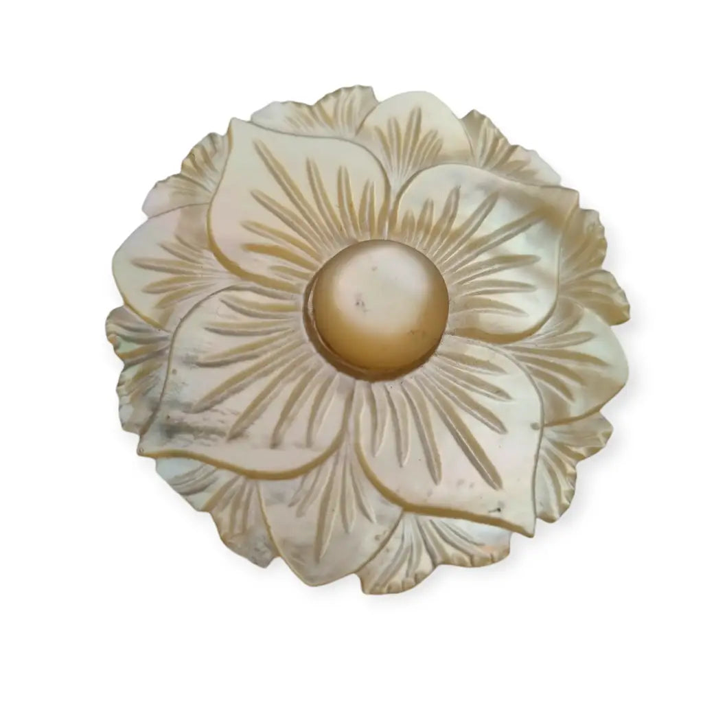 Antiguo broche de nácar tallado en forma flor regalos para mujer 1940.