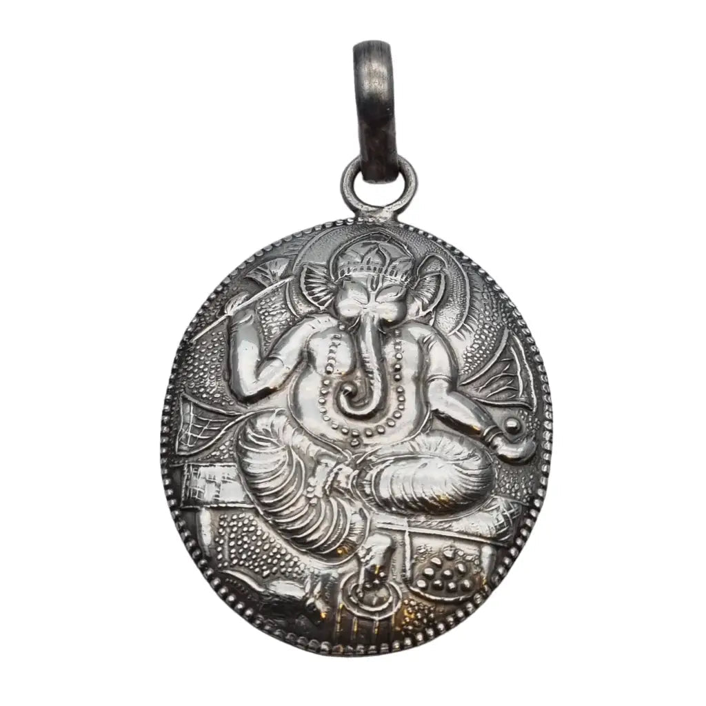 Colgante de plata dios étnico tribal Ganesh amuleto elefante talismán