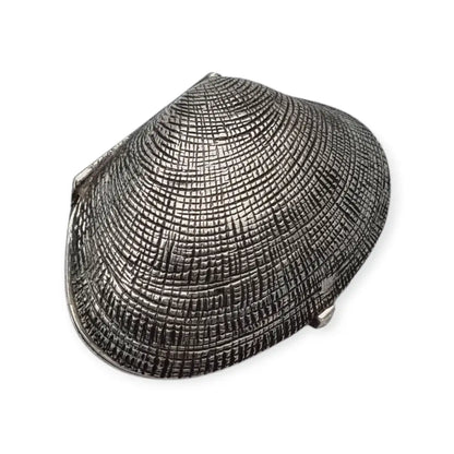 Caja antigua en forma de almeja plata 800 pieza colección siglo XX.