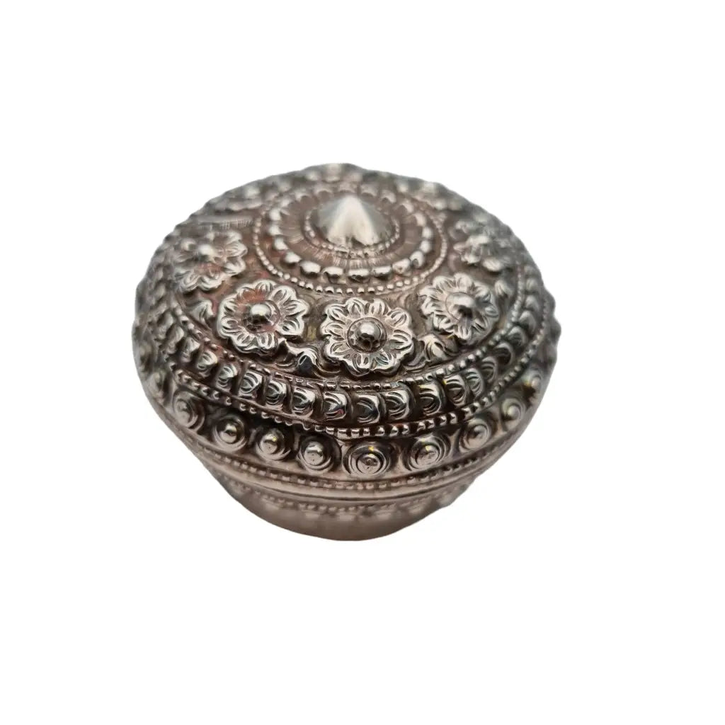 Caja de plata ley joyas orientales repujadas caja vintage con flores grabadas