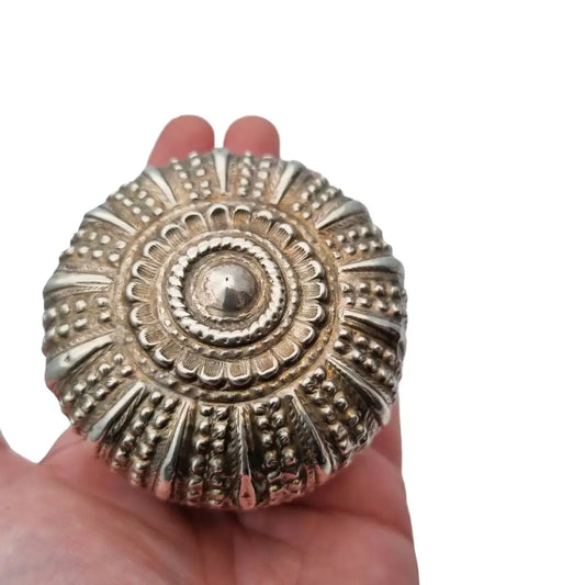 Caja de plata ley joyas orientales repujadas caja vintage con flores grabadas