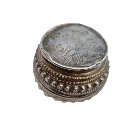 Caja de plata ley joyas orientales repujadas caja vintage con flores grabadas