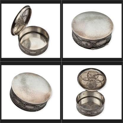 Caja francesa en plata maciza Minerva 950 Hénin & Cie grabado floral relieve