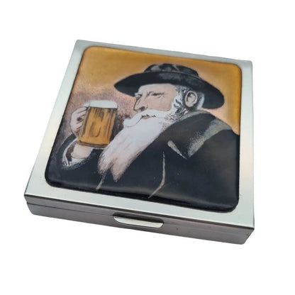 Caja de plata con esmalte publicitario cerveza para coleccionista Miniatura