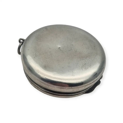 Caja Polvera redonda de plata romántica con una escena pastoral décadas