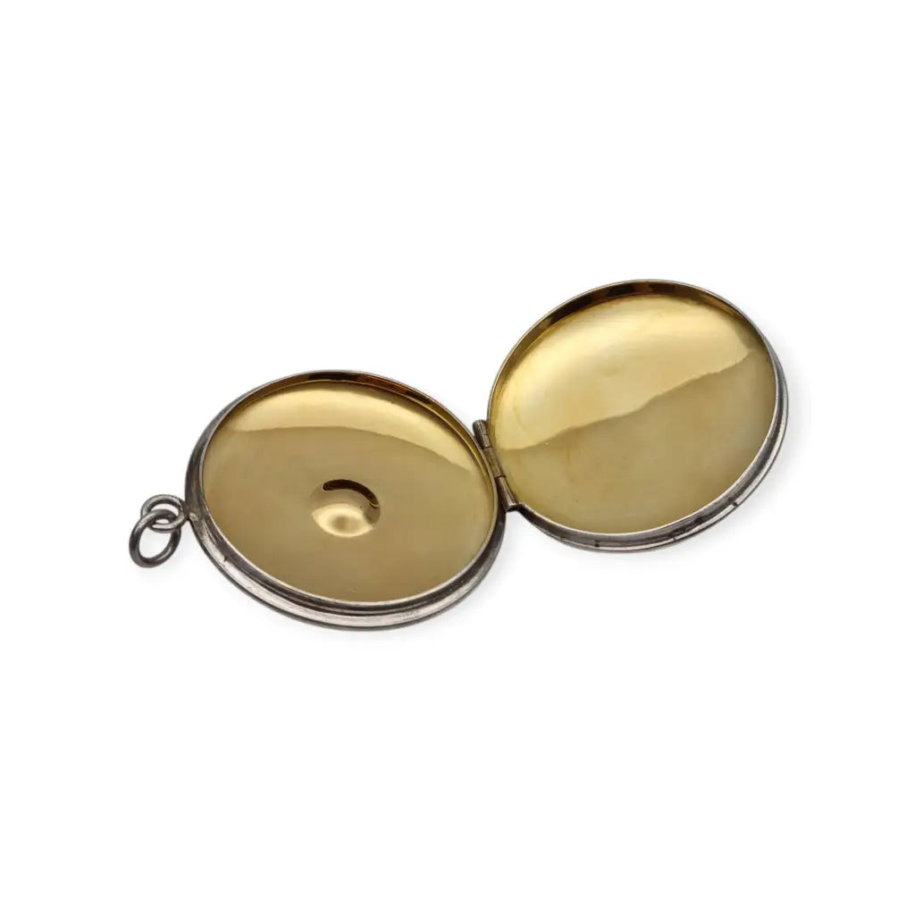 Caja porta viático antigua en plata 925 hostiario vintage con símbolo cristiano