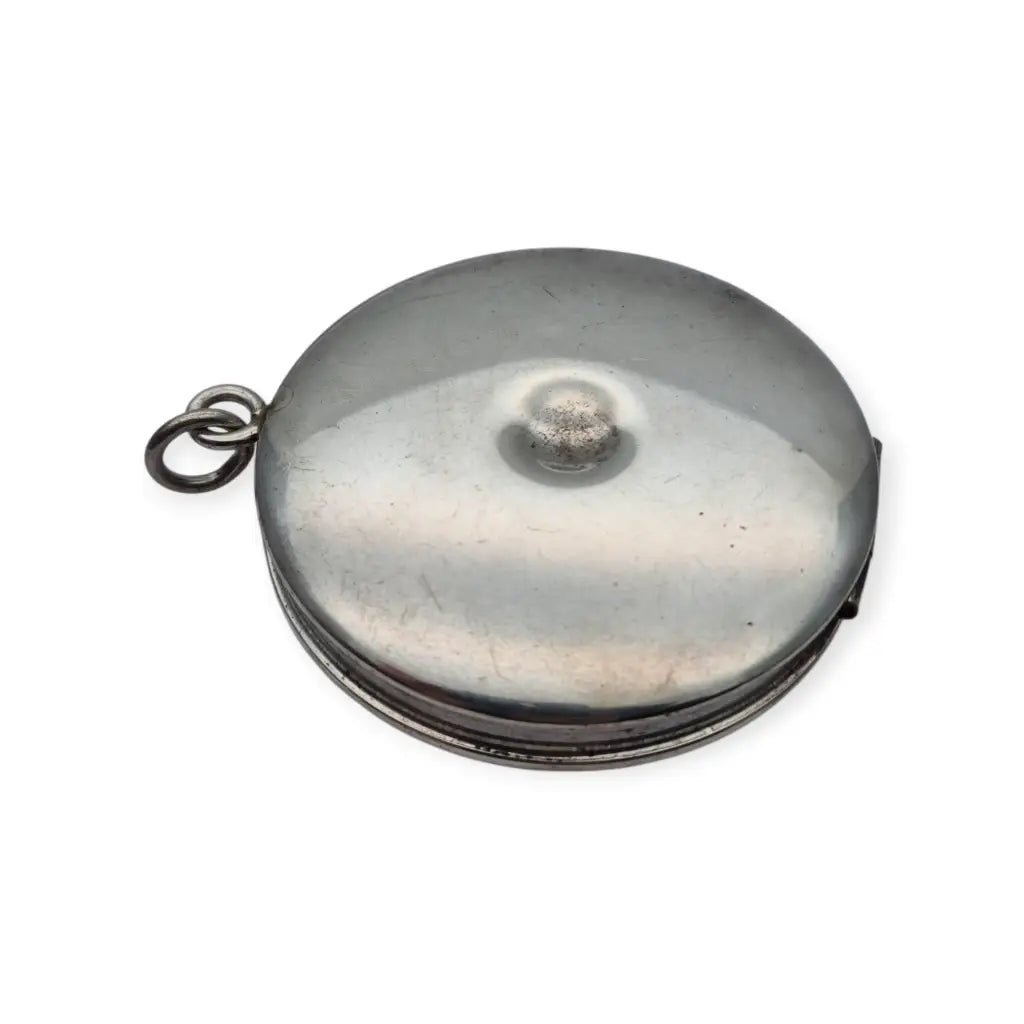 Caja porta viático antigua en plata 925 hostiario vintage con símbolo cristiano