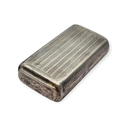 Caja de rapé antigua francesa en plata grabada con monograma y bisagra Circa