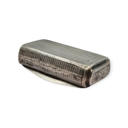 Caja de rapé antigua francesa en plata grabada con monograma y bisagra Circa