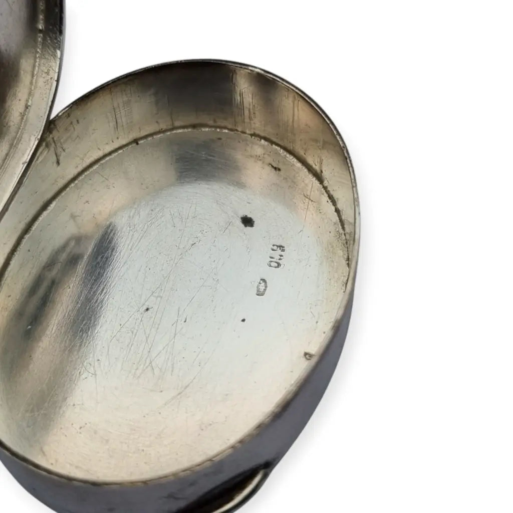 Caja vintage de plata 800 con tapa esmaltada floral calada joyero ovalado