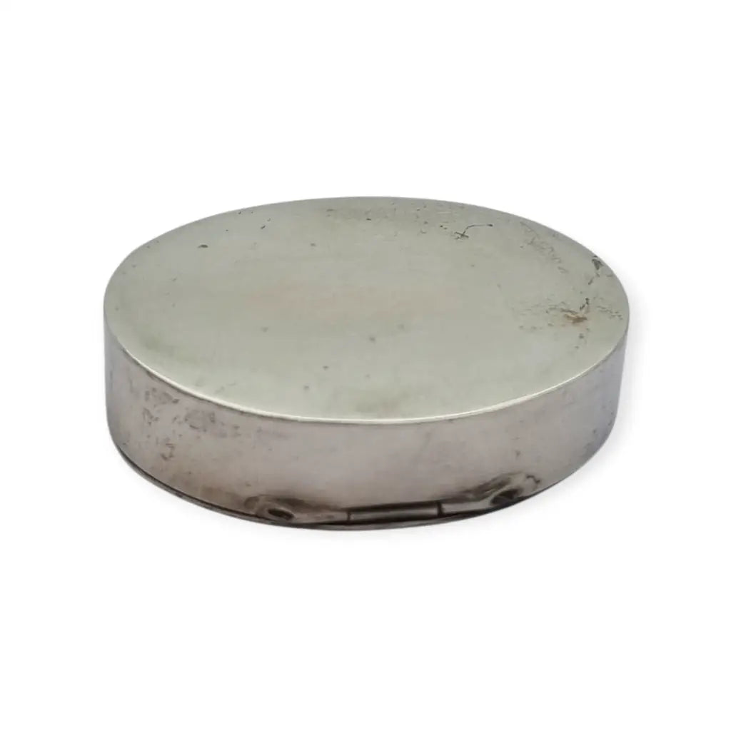 Caja vintage de plata 800 con tapa esmaltada floral calada joyero ovalado