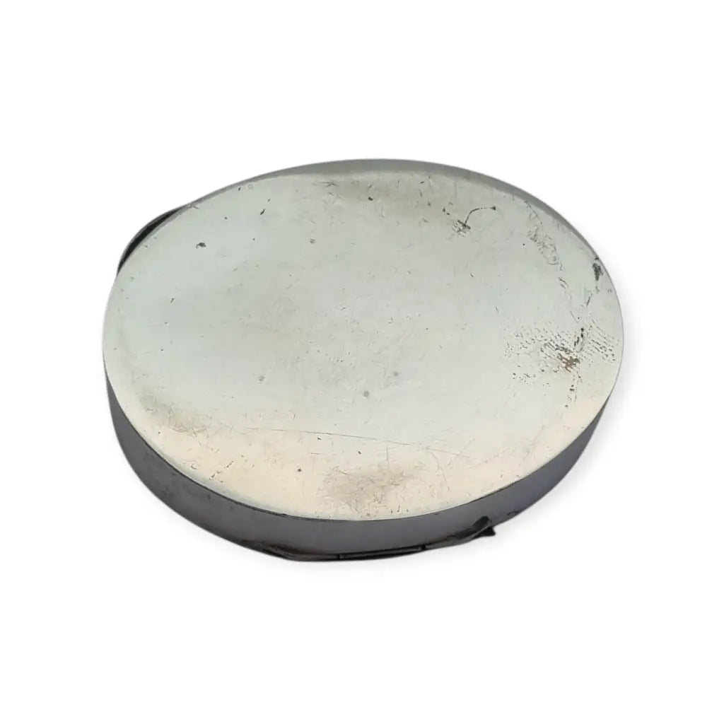 Caja vintage de plata 800 con tapa esmaltada floral calada joyero ovalado