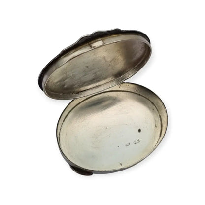 Caja vintage de plata 800 con tapa esmaltada floral calada joyero ovalado