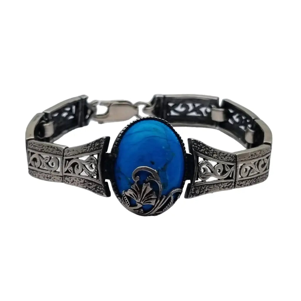 Pulsera boho de plata con piedra azul para mujer 1980 regalos originales joyas